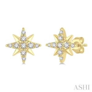 1/10 Ctw Star Round Cut Diamond Petite Earring in 10K Yellow Gold