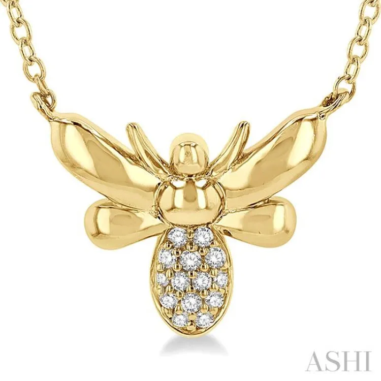 1/20 ctw Bumble Bee Round Cut Diamond Petite Fashion Pendant With Chain in 10K Yellow Gold