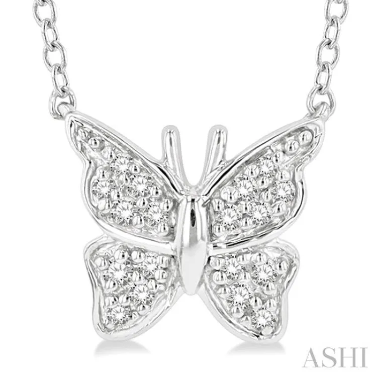 1/20 Ctw Butterfly Petite Round Cut Diamond Fashion Pendant With Chain in 10K Yellow Gold