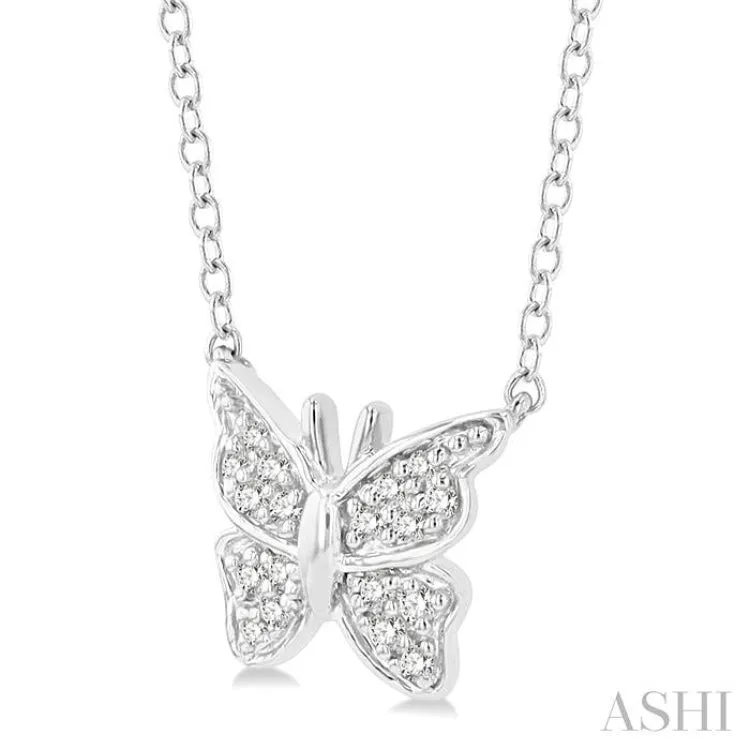 1/20 Ctw Butterfly Petite Round Cut Diamond Fashion Pendant With Chain in 10K Yellow Gold