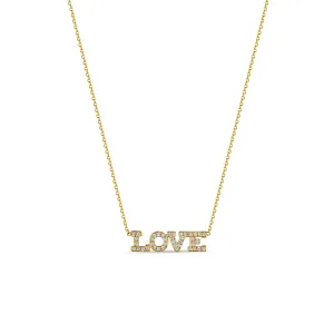 14k Full Pavé Diamond 4 Letter Necklace