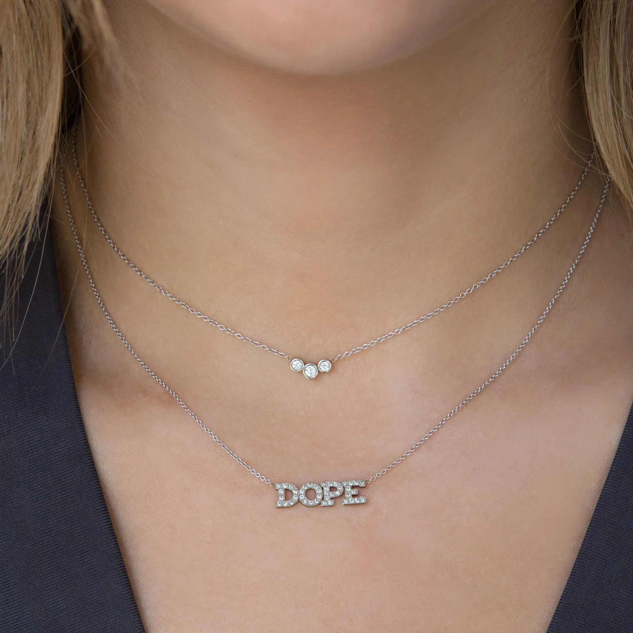 14k Full Pavé Diamond 4 Letter Necklace