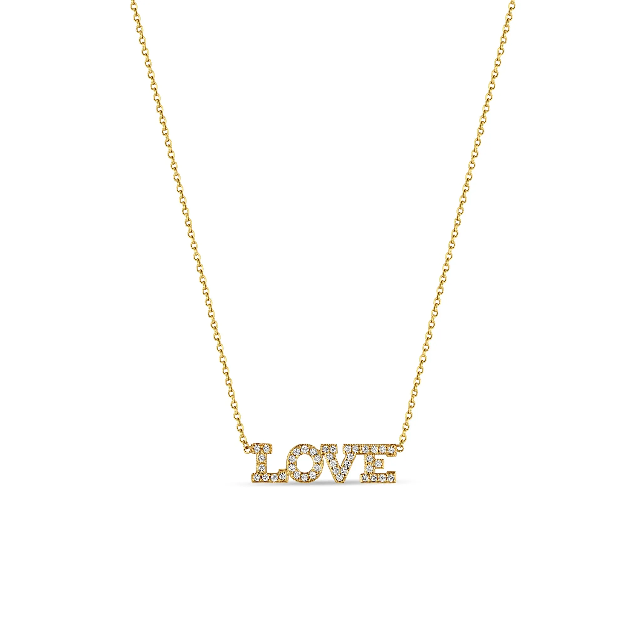 14k Full Pavé Diamond 4 Letter Necklace