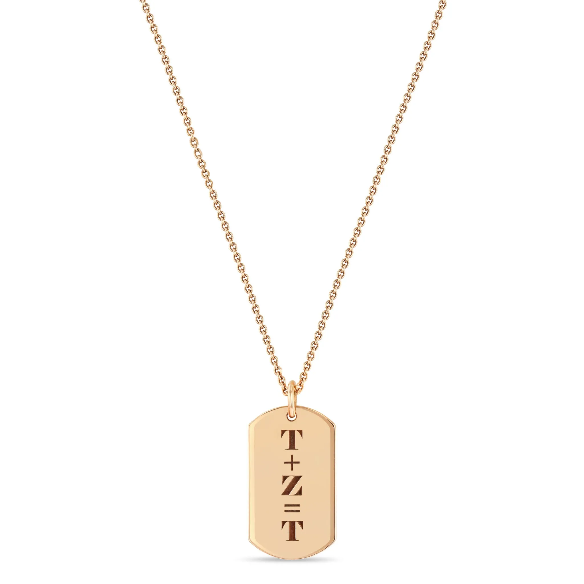 14k Initials Equation Medium Dog Tag Necklace