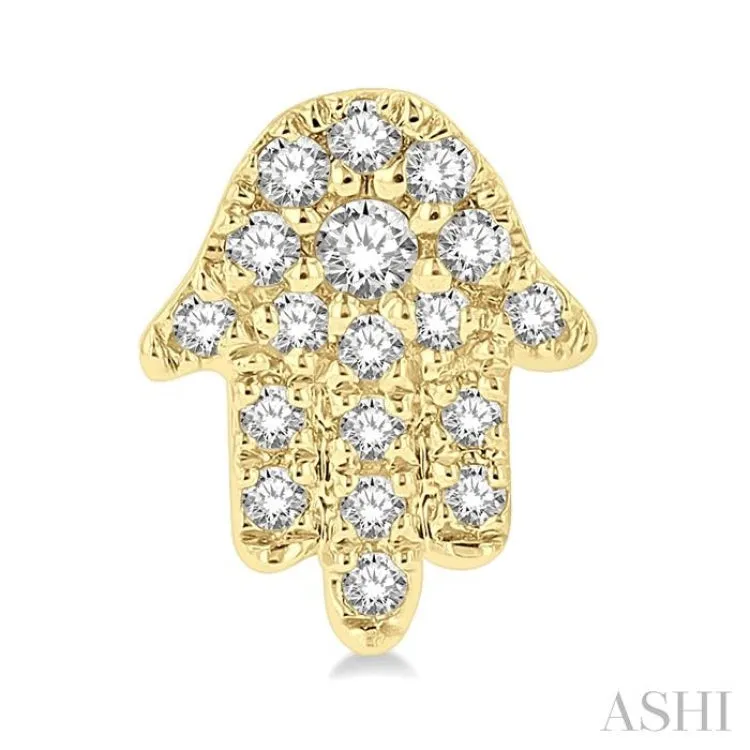 1/8 ctw Hamsa Round cut Diamond Petite Fashion Stud Earring in 10K Yellow Gold