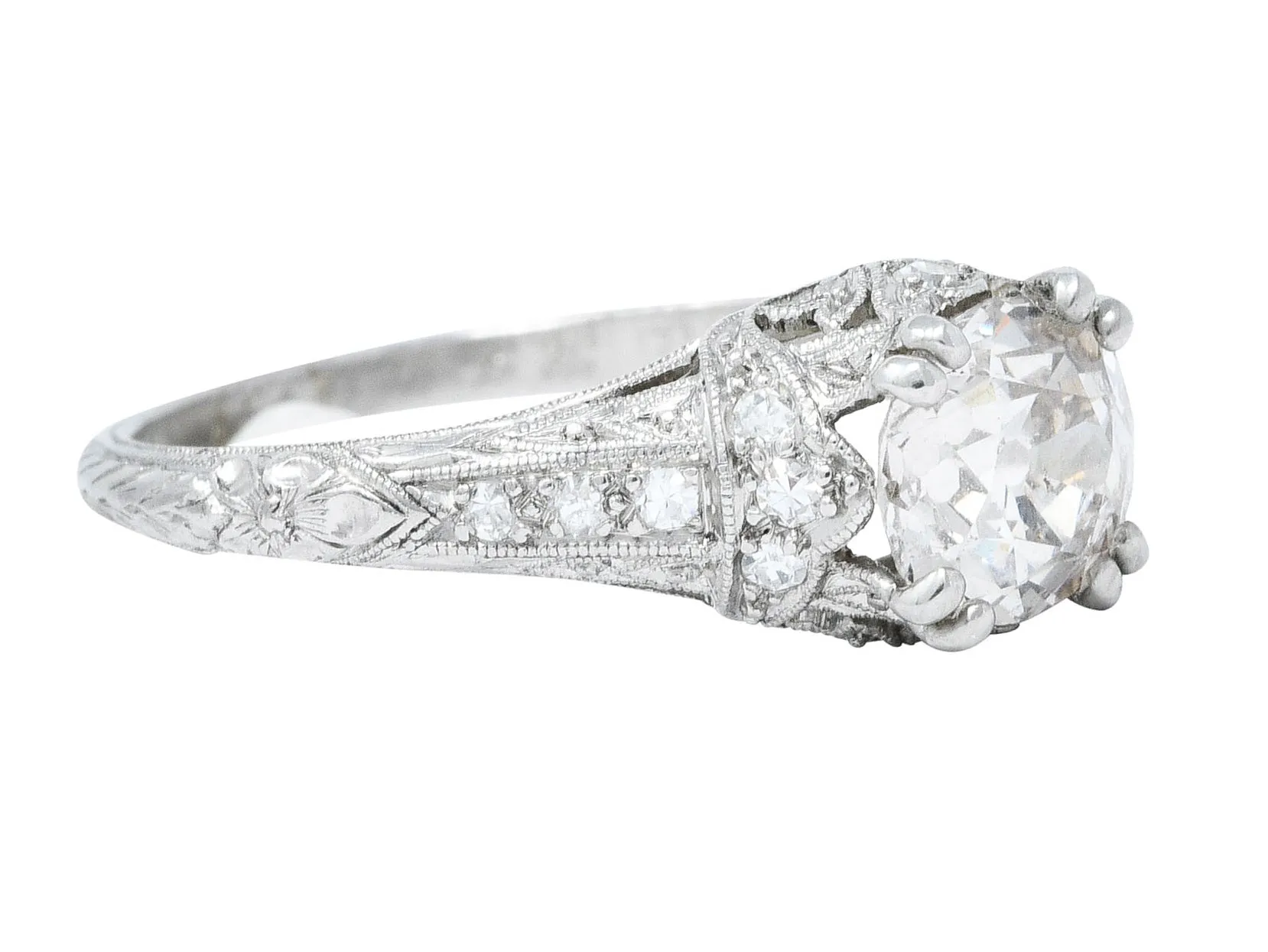 1910 Edwardian Byard F. Brogan 1.25 CTW Diamond Platinum Engagement Ring