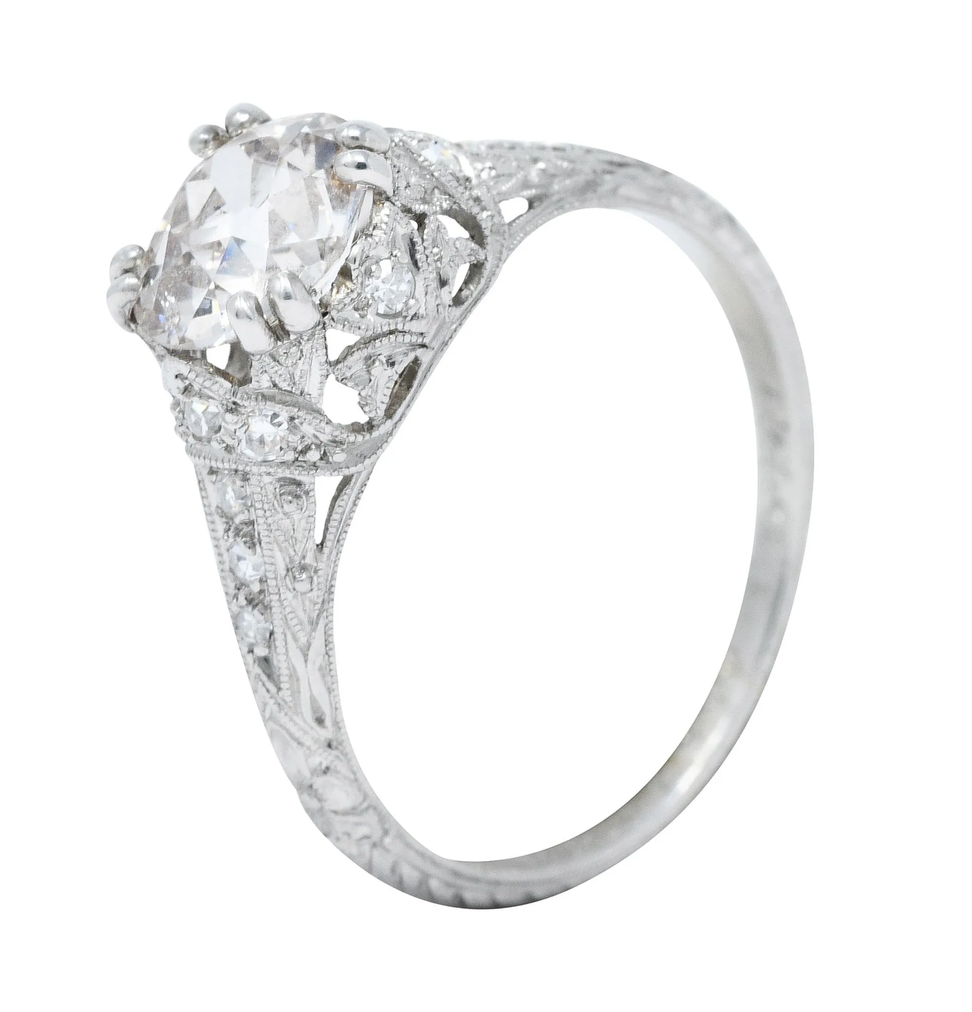 1910 Edwardian Byard F. Brogan 1.25 CTW Diamond Platinum Engagement Ring