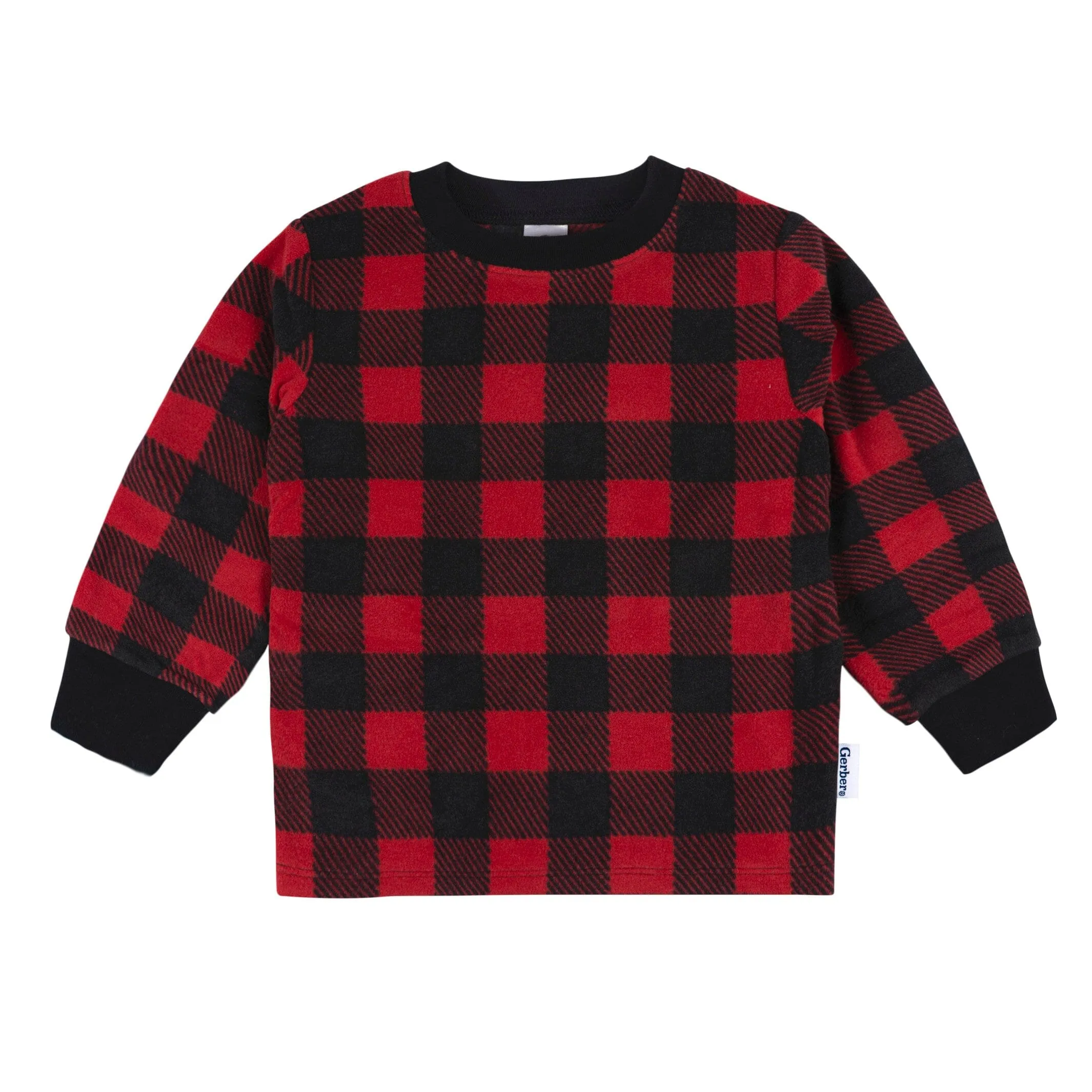 2-Piece Infant & Toddler Boys Red Plaid Fleece Pajamas