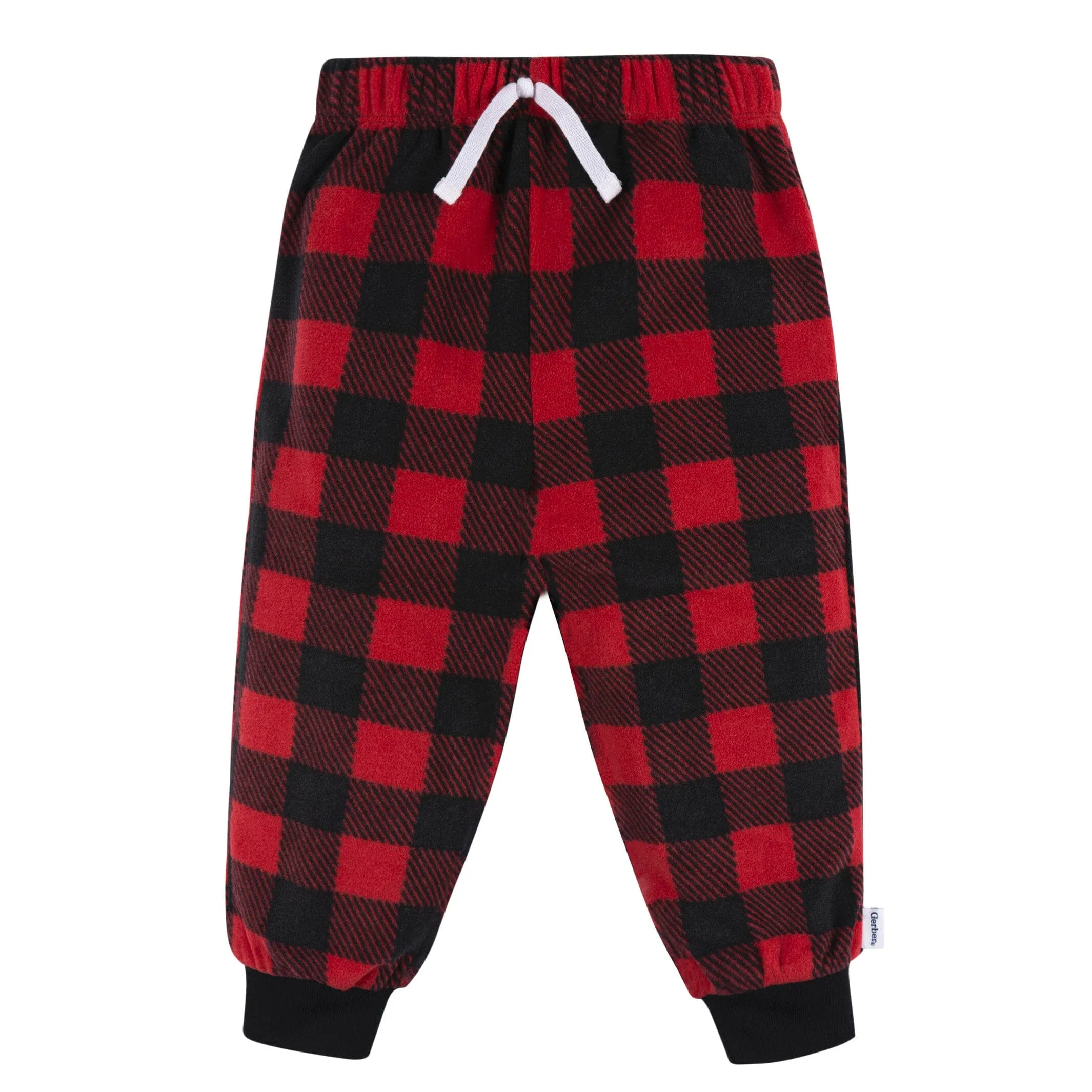 2-Piece Infant & Toddler Boys Red Plaid Fleece Pajamas