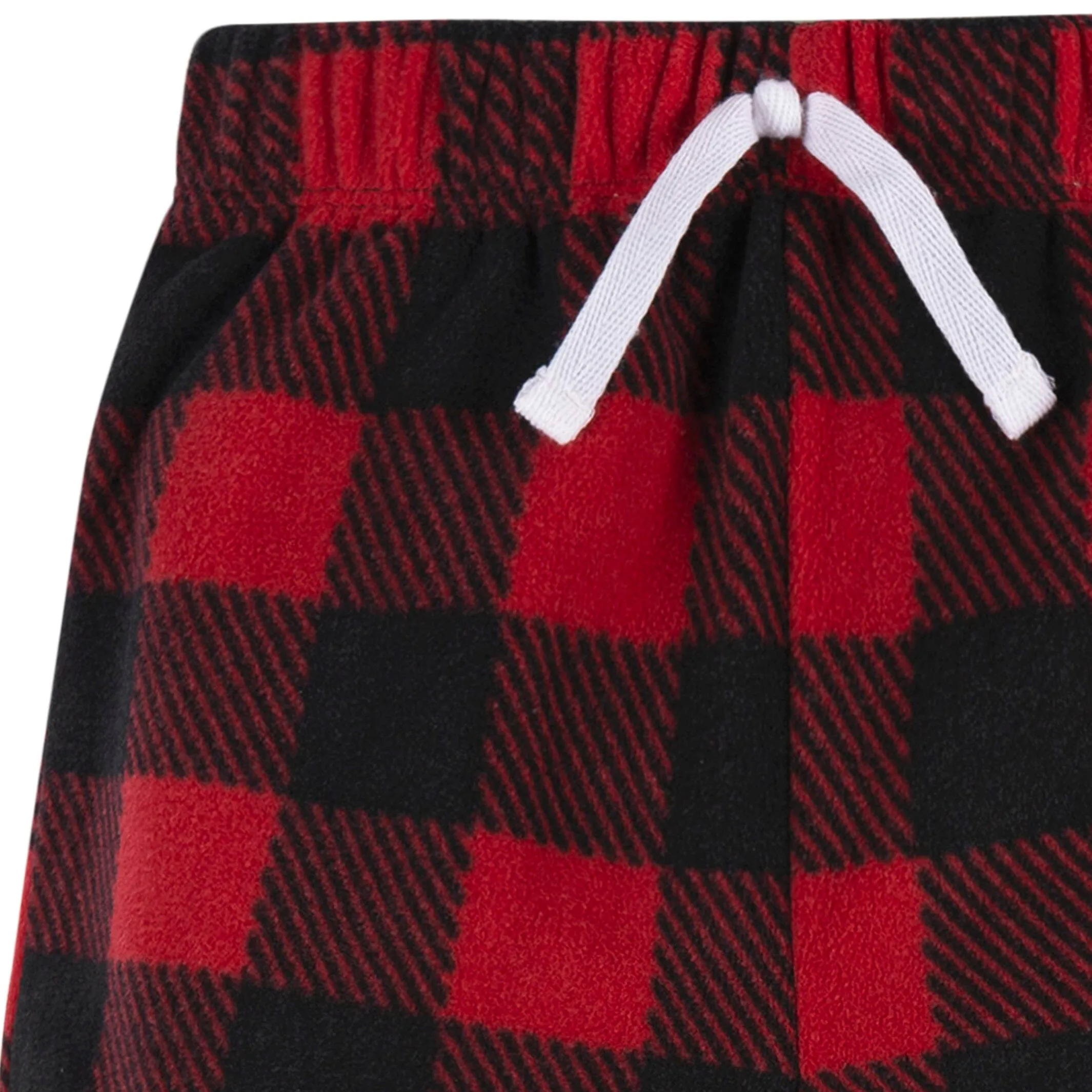 2-Piece Infant & Toddler Boys Red Plaid Fleece Pajamas