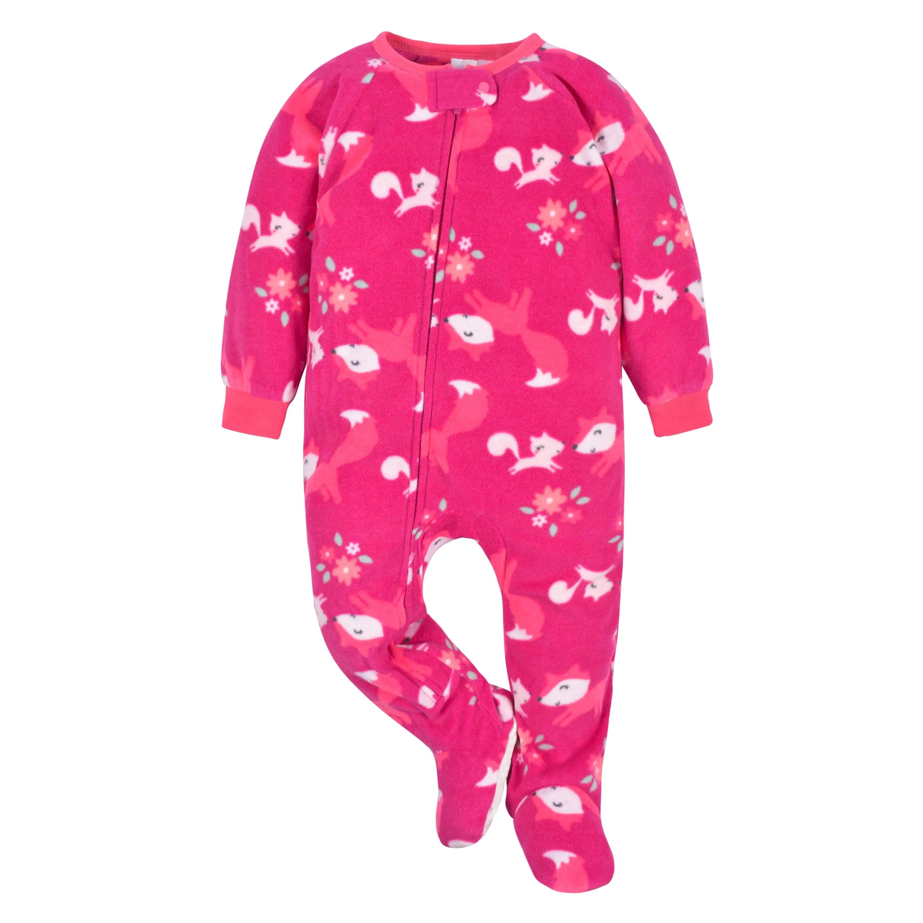 4-Pack Baby & Toddler Girls Fox & Floral Fleece Pajamas