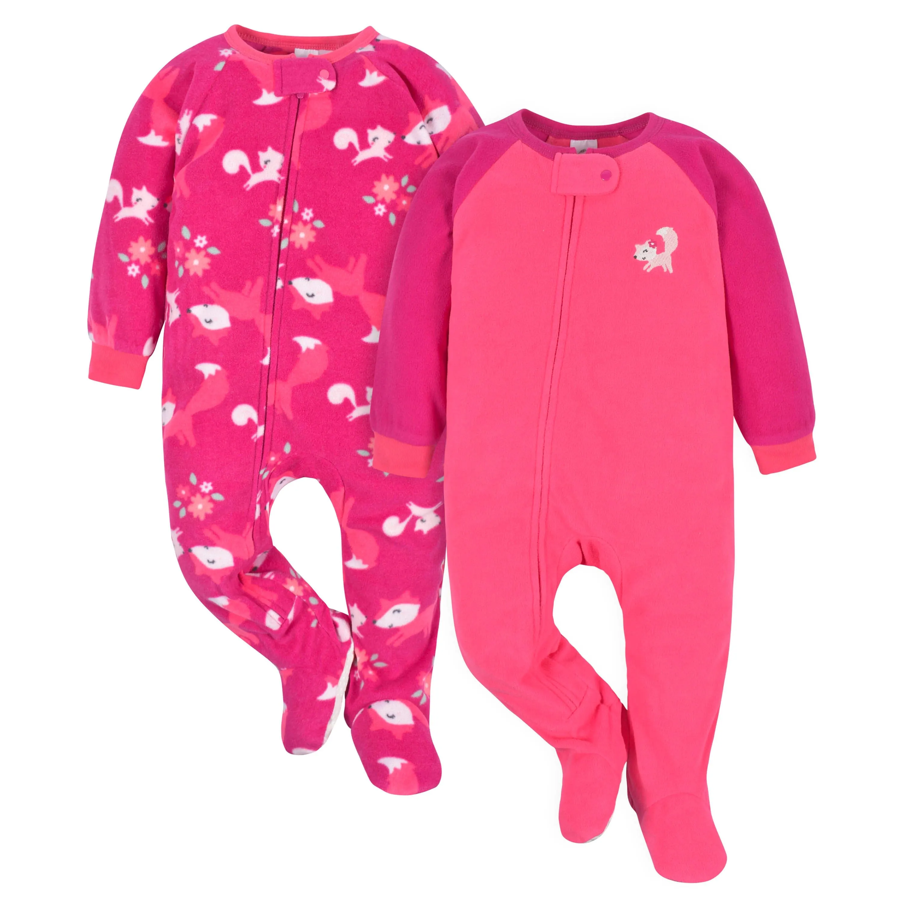 4-Pack Baby & Toddler Girls Fox & Floral Fleece Pajamas