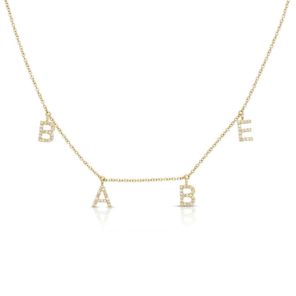 ABC Initial Diamond Necklace Yellow Gold