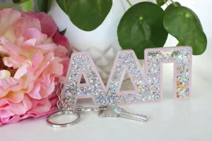 Alpha Delta Pi Glitter Sorority Keychain