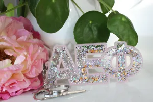 Alpha Epsilon Phi Glitter Sorority Keychain