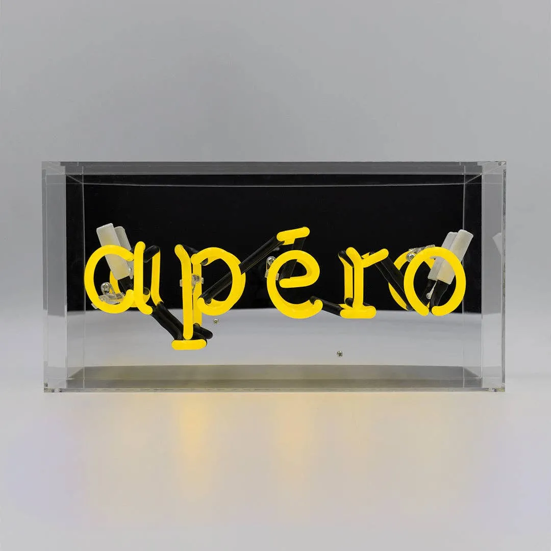 'apéro' Acrylic Box Yellow Neon Light