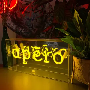 'apéro' Acrylic Box Yellow Neon Light