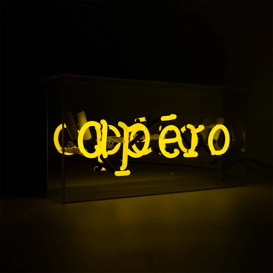 'apéro' Acrylic Box Yellow Neon Light