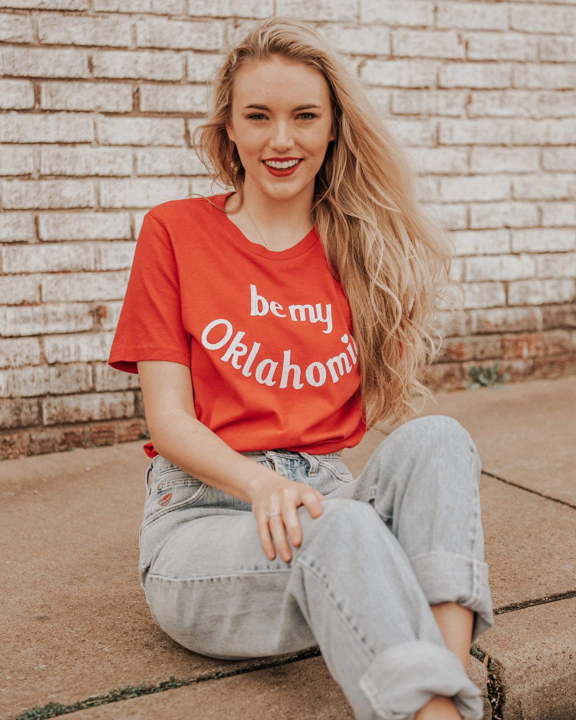 Be My Oklahomie Red Tri-Blend Tee with White Letters