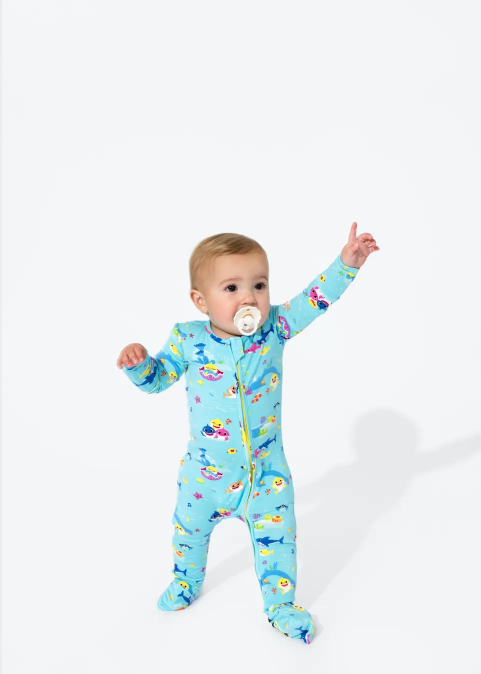 Bellabu Bear x Baby Shark Bamboo Kids Convertible Footie Romper