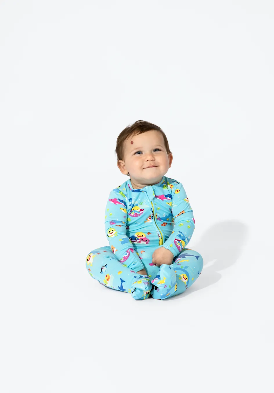 Bellabu Bear x Baby Shark Bamboo Kids Convertible Footie Romper