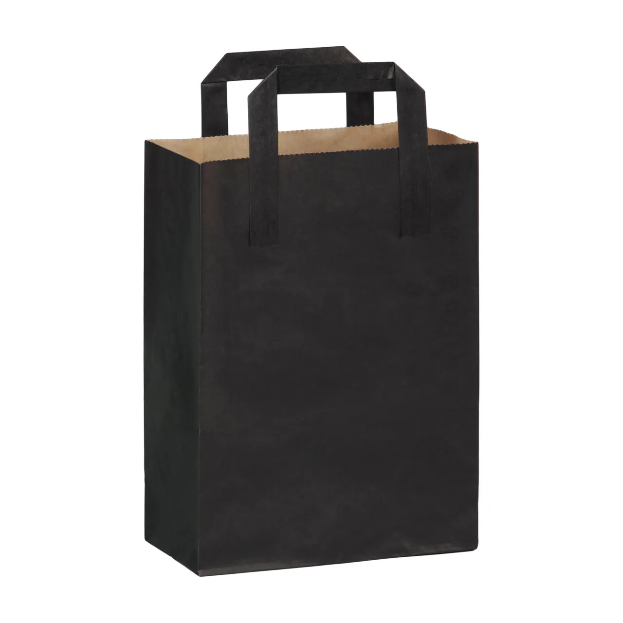 Black Mini Paper Bag With Handle - W:6.85 X Gusset:3.7 X H:8.9in 250 Pcs/Cs