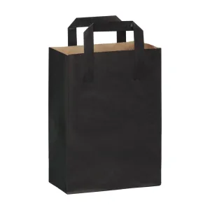 Black Mini Paper Bag With Handle - W:6.85 X Gusset:3.7 X H:8.9in 250 Pcs/Cs