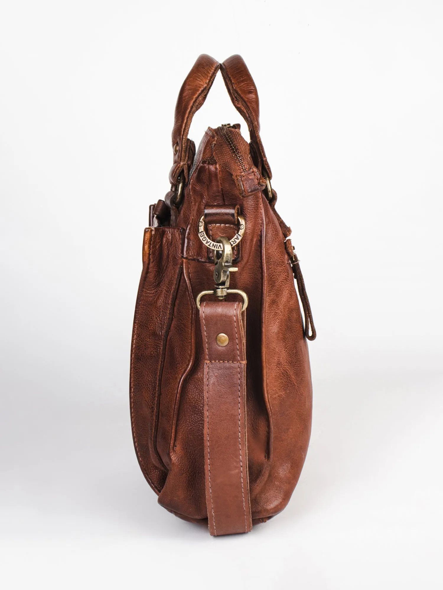 Black Veg Tanned Washed Leather Crossbody Bag