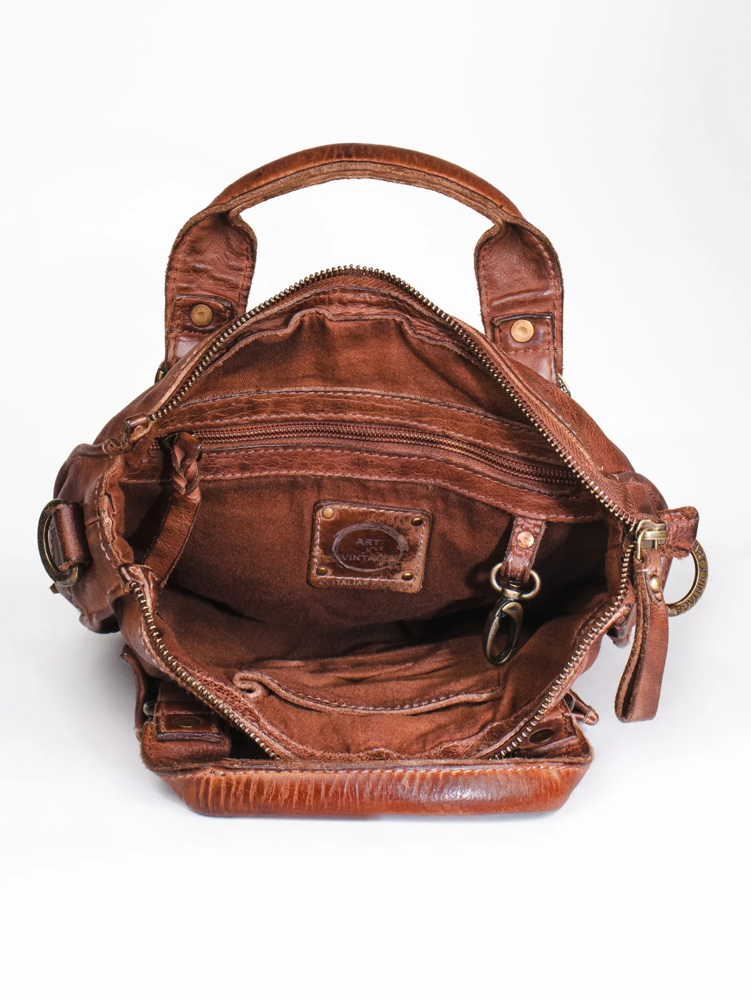 Black Veg Tanned Washed Leather Crossbody Bag