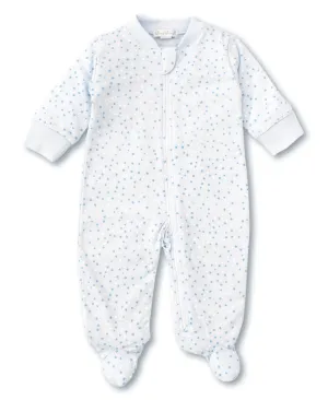 Blue Superstars Print Zip Footie Pajamas