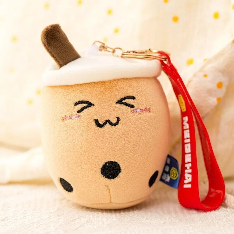 Boba Keychains 3 pcs Cute Boba Cup Shape Plush Keyring