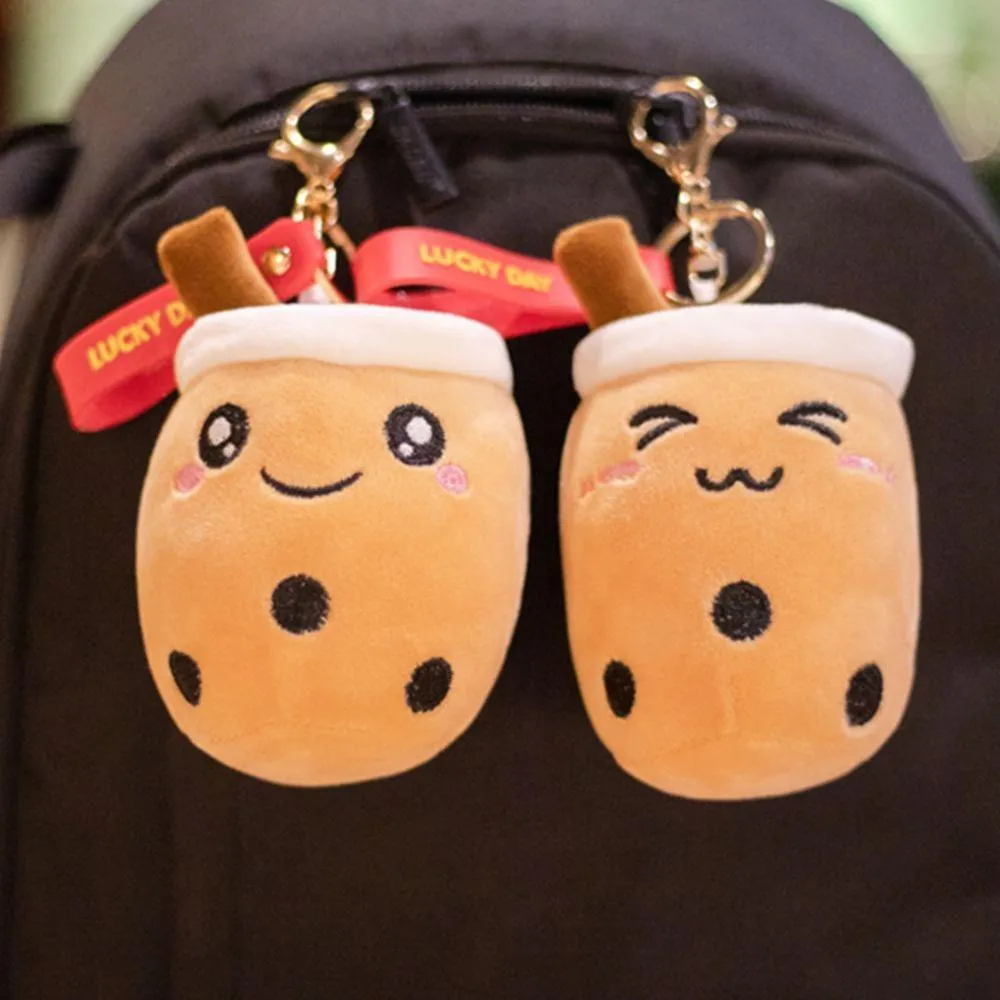 Boba Keychains 3 pcs Cute Boba Cup Shape Plush Keyring