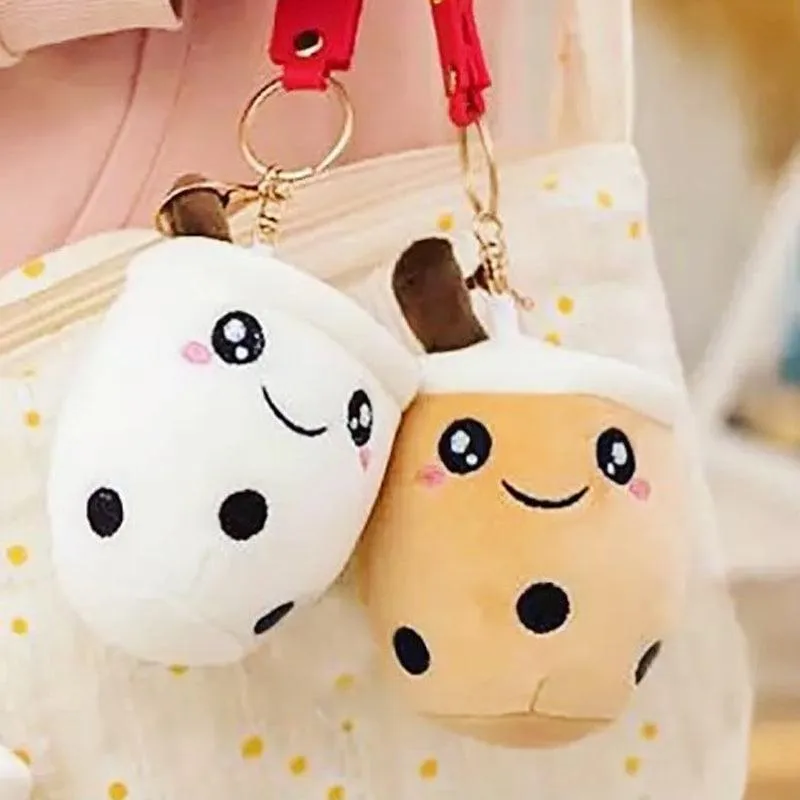 Boba Keychains 3 pcs Cute Boba Cup Shape Plush Keyring