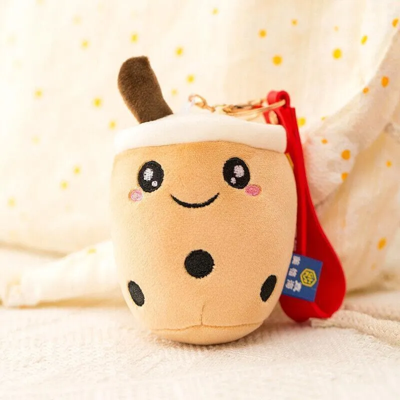 Boba Keychains 3 pcs Cute Boba Cup Shape Plush Keyring