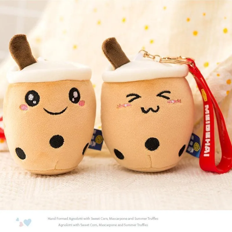 Boba Keychains 3 pcs Cute Boba Cup Shape Plush Keyring