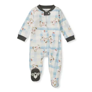 Burt's Bees Organic Baby One-Piece Sleep & Play Little Moo Blue