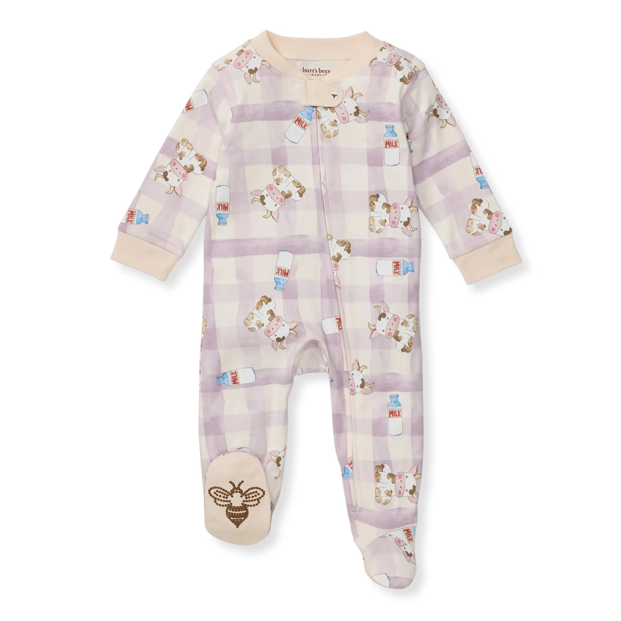 Burt's Bees Organic Baby One-Piece Sleep & Play Little Moo Lilac