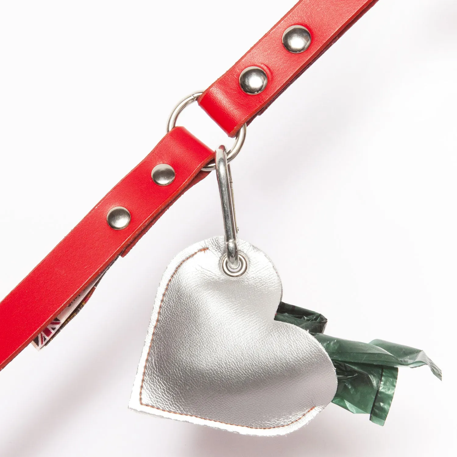 Canvas Silver Heart Poo Bag Pouch