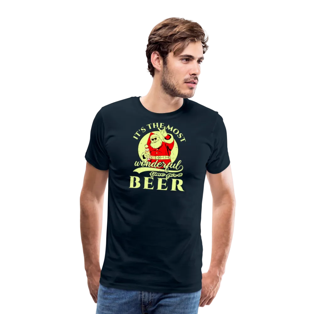 Cheers to the Season: Men's Premium 'Most Wonderful Time for a Beer' Festive Tee