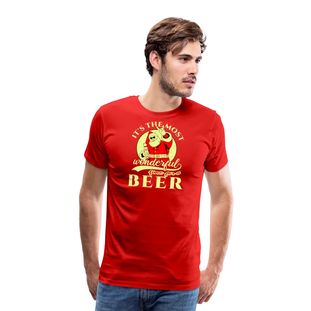 Cheers to the Season: Men's Premium 'Most Wonderful Time for a Beer' Festive Tee