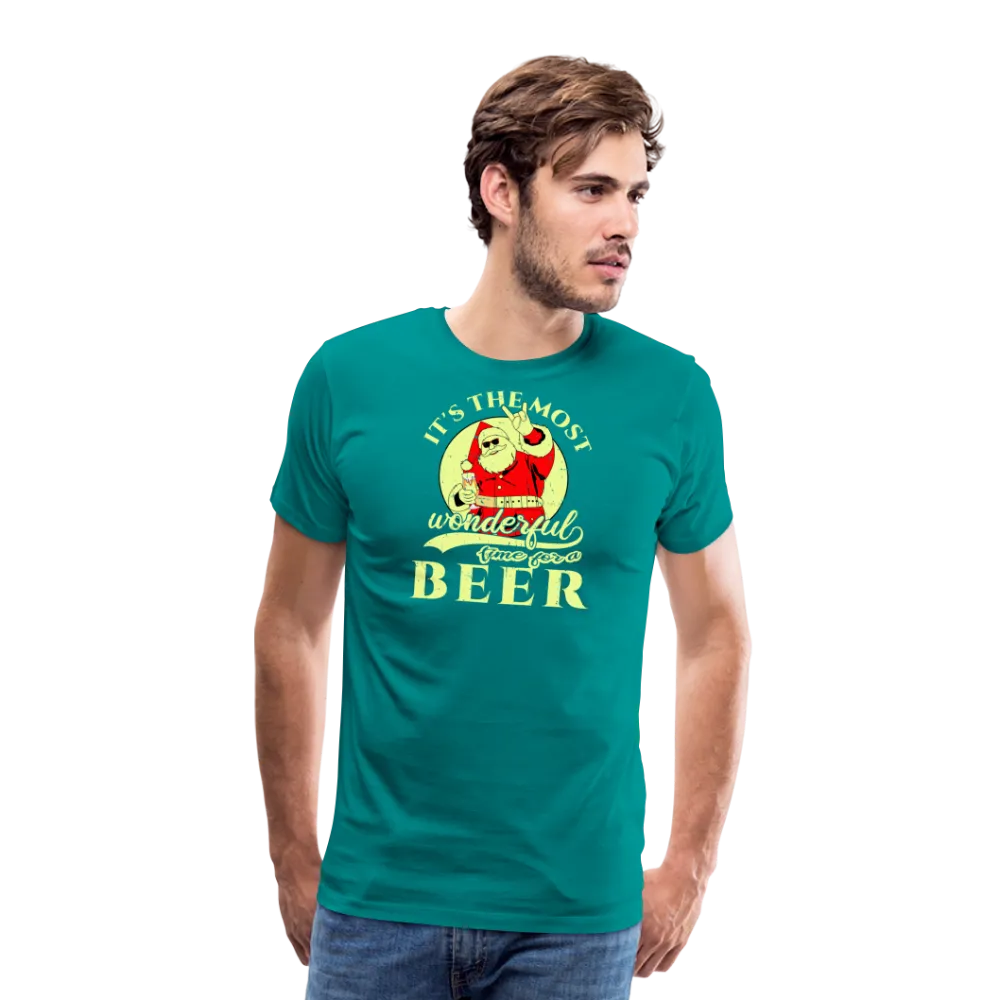 Cheers to the Season: Men's Premium 'Most Wonderful Time for a Beer' Festive Tee