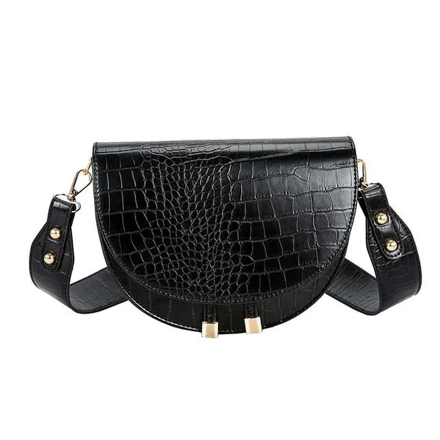 Chic CrocSaddle Irregular Crossbody Shoulder Bag