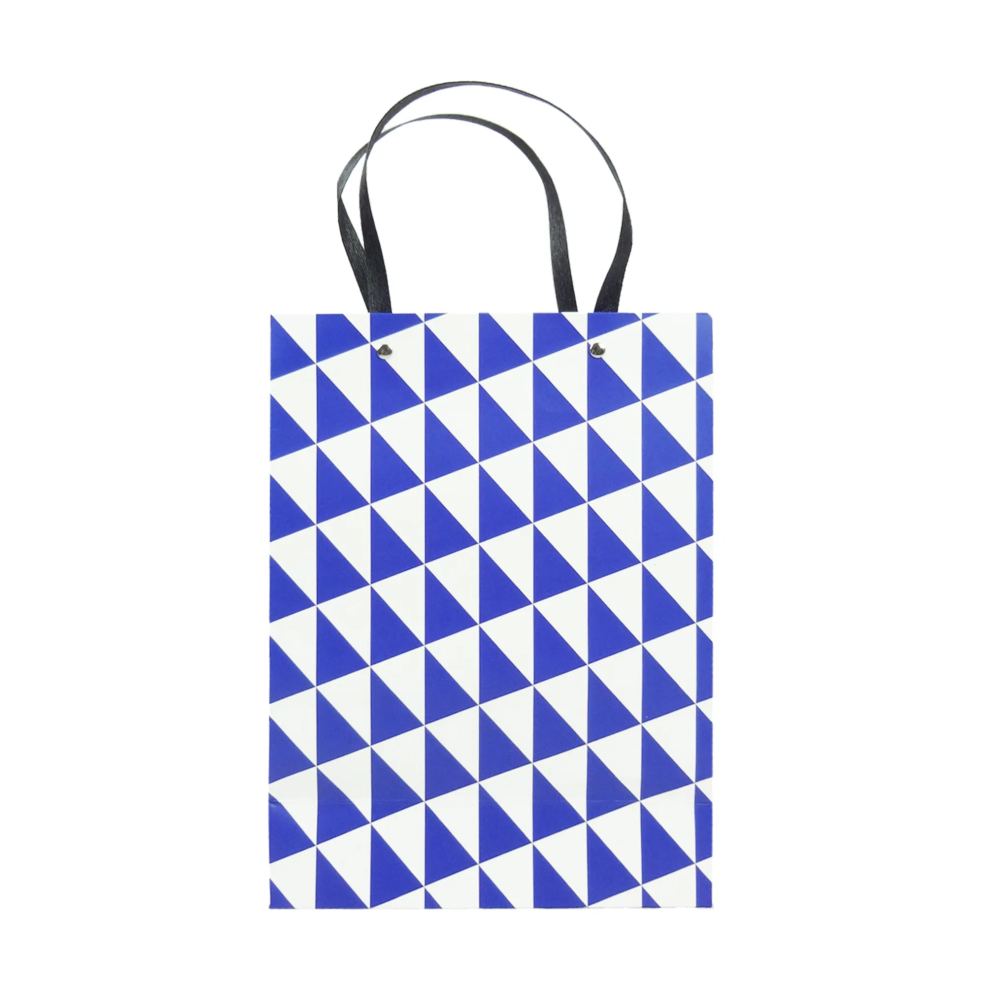 Chic Geometric Patterned Gift Bags - Set Of 3, Blue And White