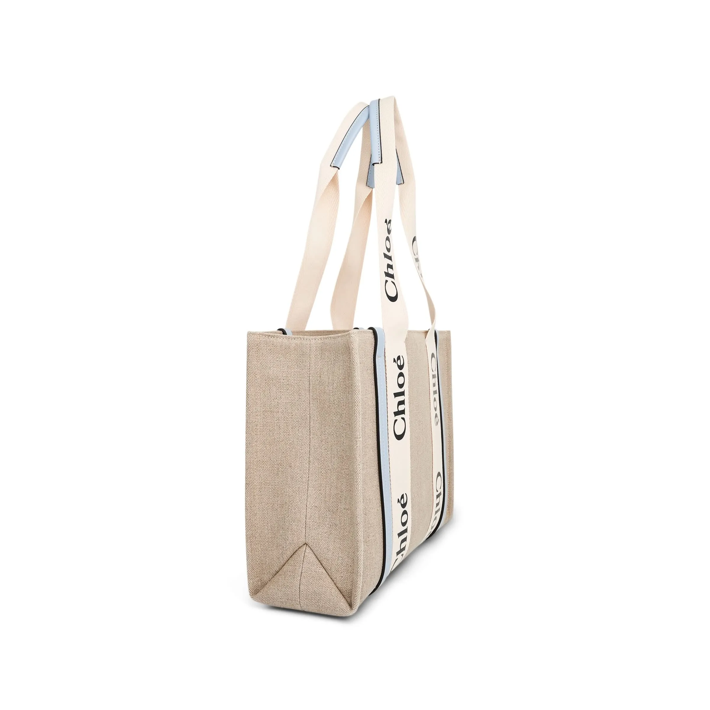 Chloe Medium Woody Tote Bag in White Blue