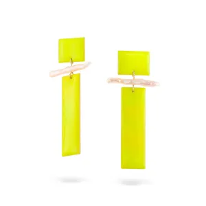 City bliss - earrings - fluo yellow enamel - silver 925