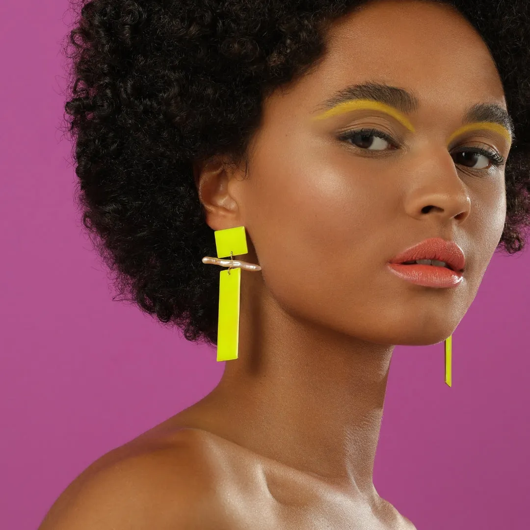 City bliss - earrings - fluo yellow enamel - silver 925