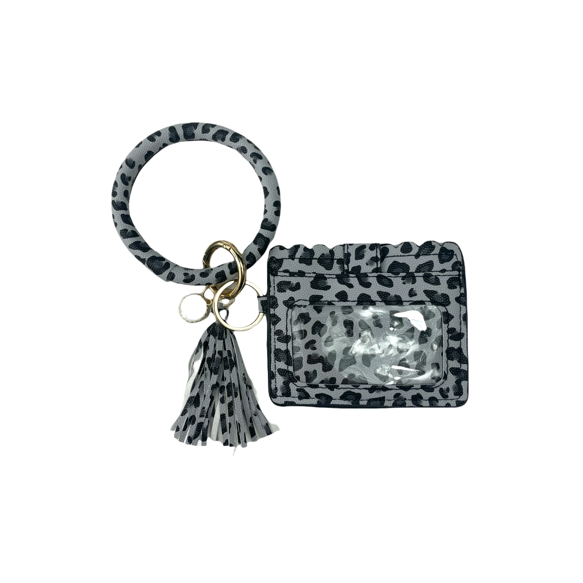 CL-7848 WRISTLET ID WALLET SMALL BLACK LEOPARD