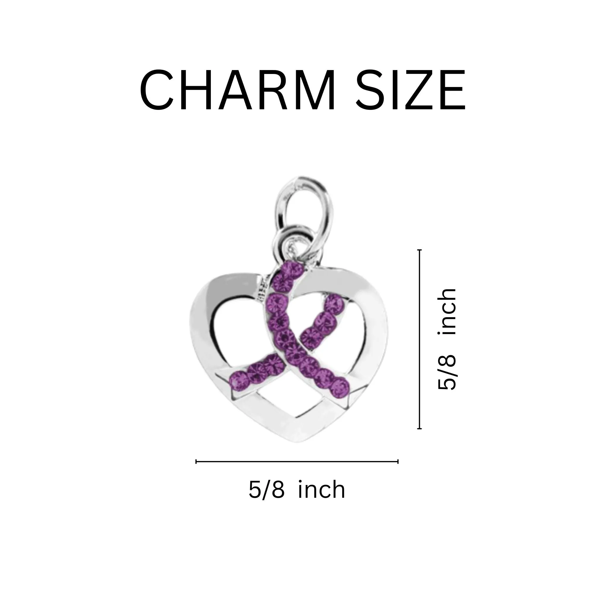 Crystal Purple Ribbon Heart Split Style Keychains