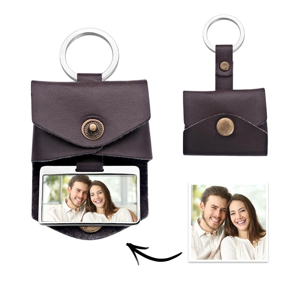 Custom Photo Keychain Creative Envelope Leather Couple Gifts