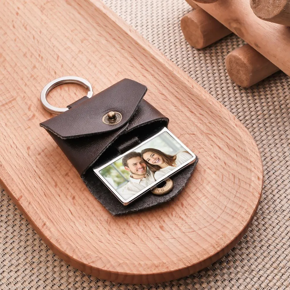 Custom Photo Keychain Creative Envelope Leather Couple Gifts